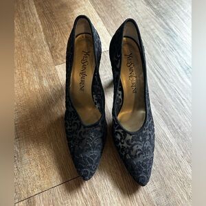 Yves Saint Laurent Black Lace Heels